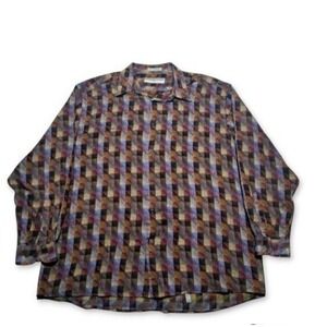 Jhane Barnes Multicolor Long Sleeves Woven Cotton Shirt SzXL